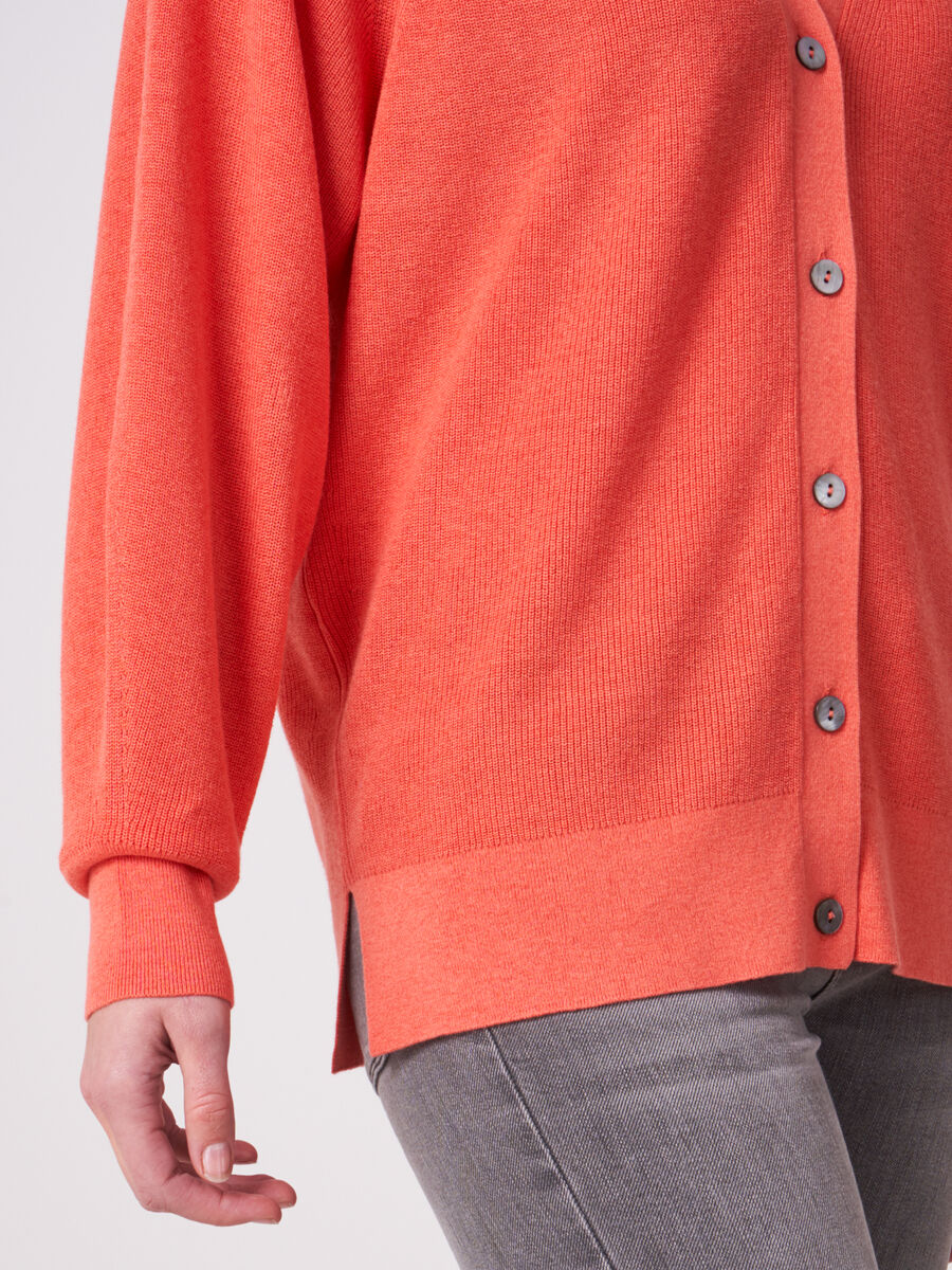 Cotton linen blend rib knit cardigan image number 2