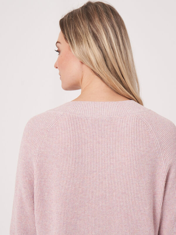 Ribbed cotton blend sweater with pocket image number 4