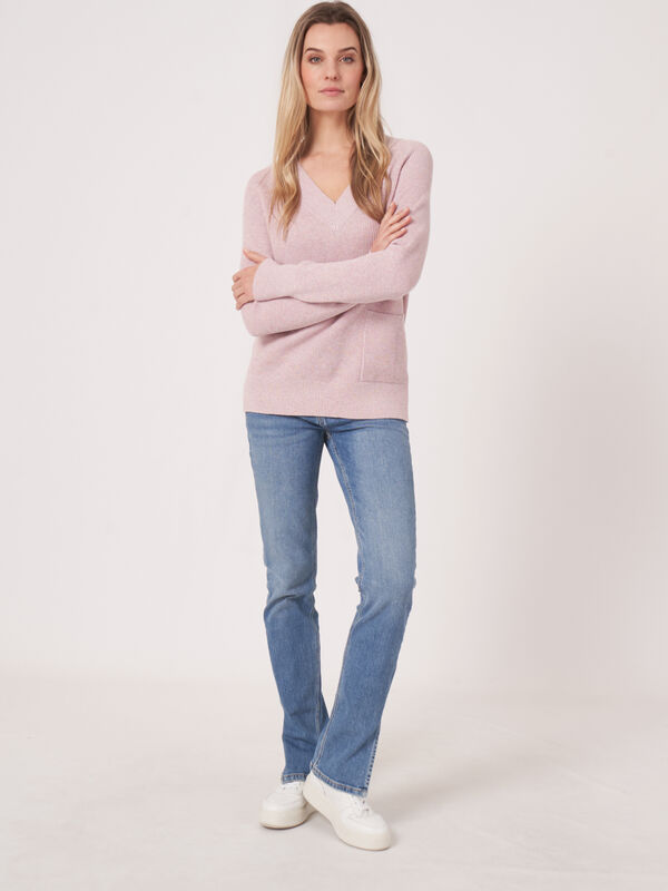 Ribbed cotton blend sweater with pocket image number 5