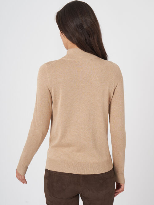 Pull en coton mélangé avec col montant