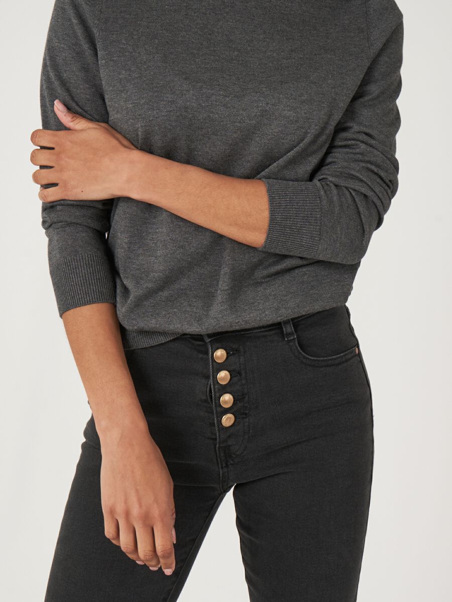 Trui van katoenmix met opstaande kraag image number 2