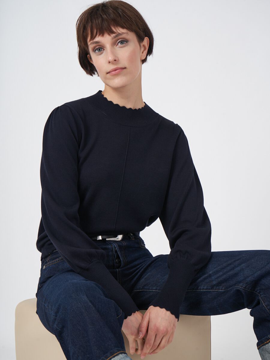 Pullover aus Baumwollmischung mit Puffärmeln image number 0