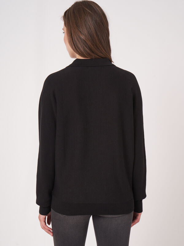 Cotton blend sweater with polo neck image number 7