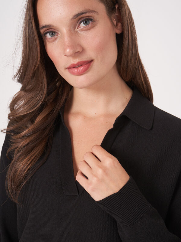 Cotton blend sweater with polo neck image number 9