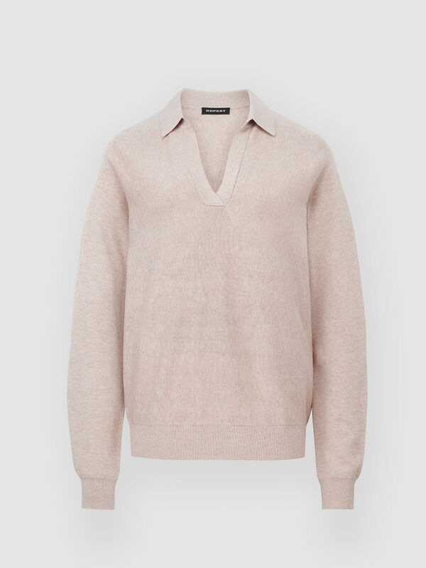 Cotton blend sweater with polo neck image number 12