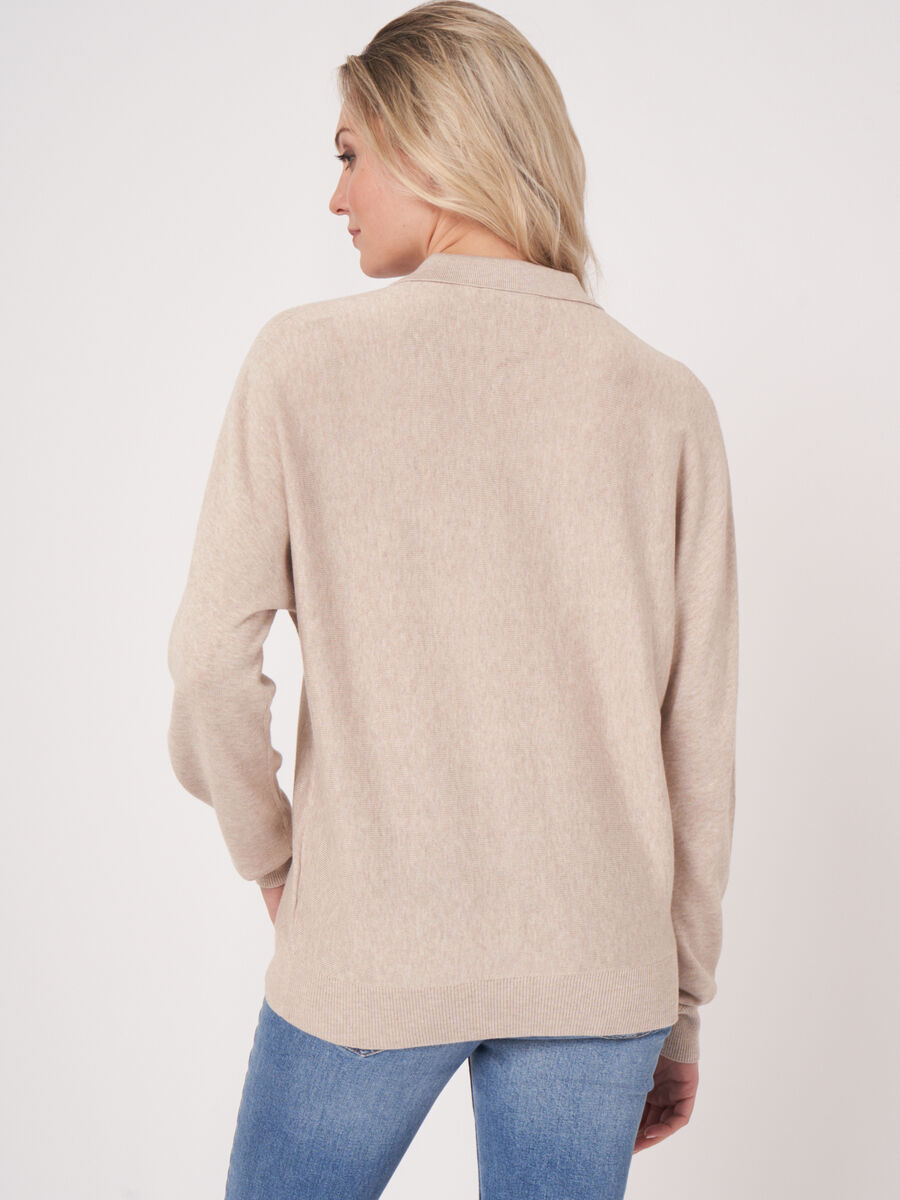 Pull en coton mélangé avec col polo image number 13