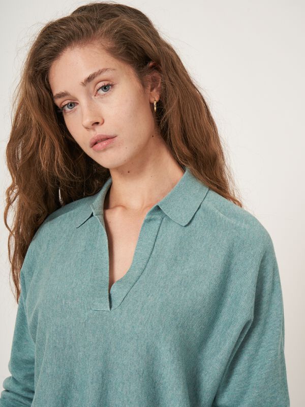 Cotton blend sweater with polo neck image number 2