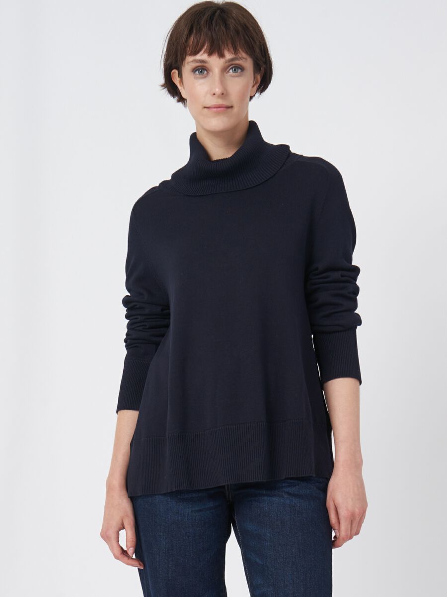 Cotton blend sweater with wide ribbed turtleneck image number 0