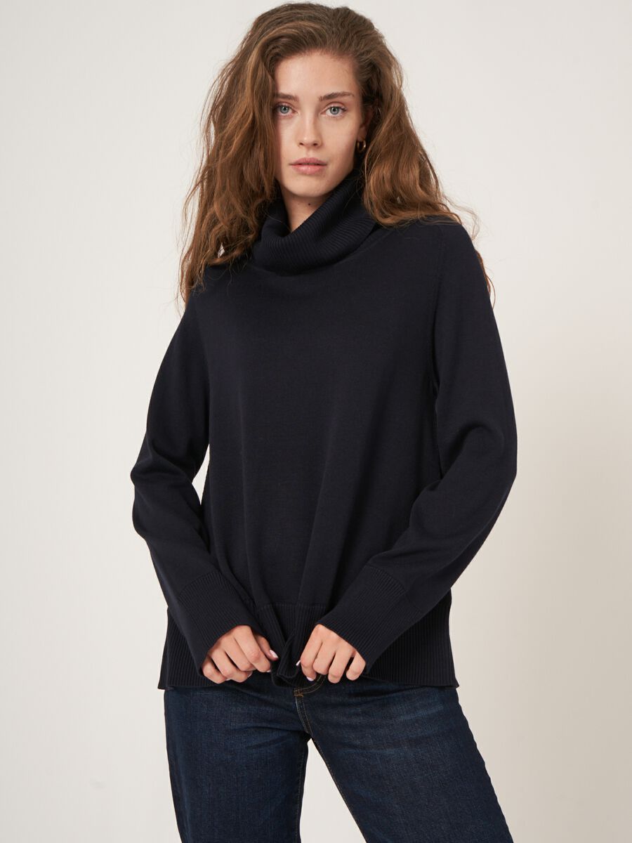 Pullover aus Baumwollmischung mit breitem, geripptem Rollkragen image number 0