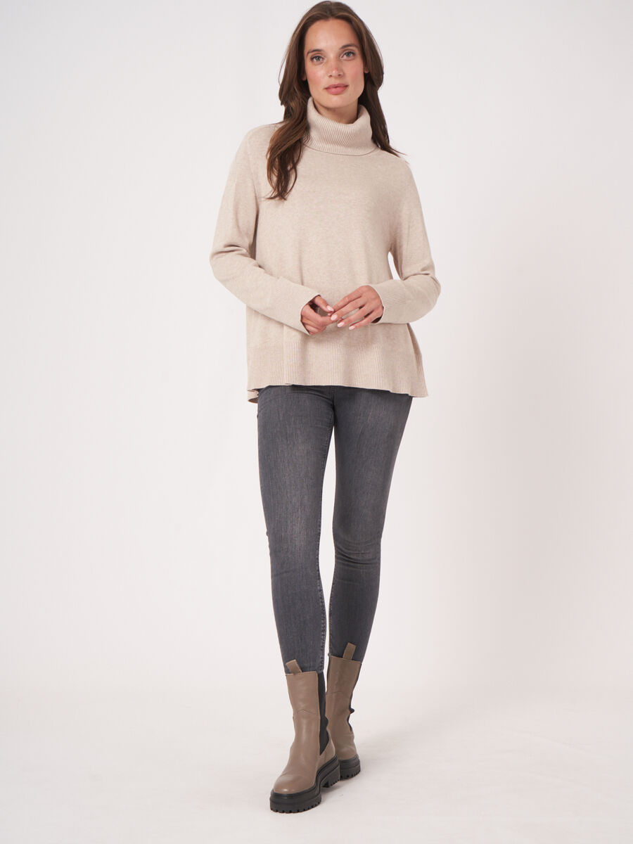 Cotton blend sweater with wide ribbed turtleneck image number 15