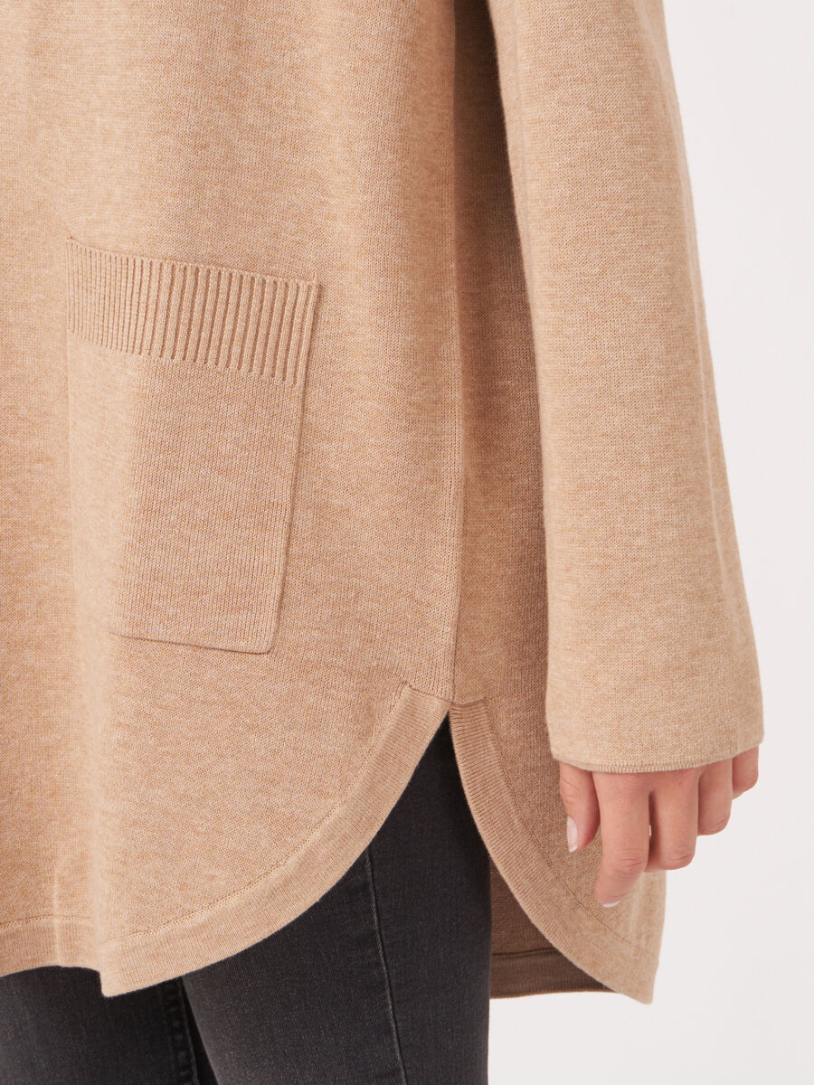 Cotton blend open cardigan with fringe shawl collar image number 19