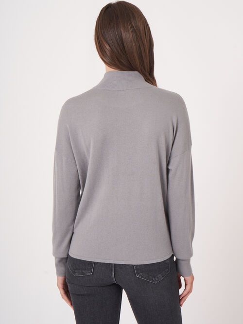 Trui met gestrikte zoom van cashmere melange