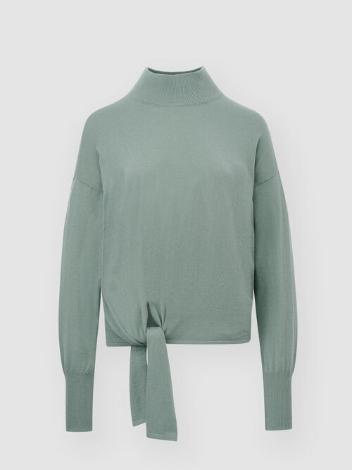 Trui met gestrikte zoom van cashmere melange