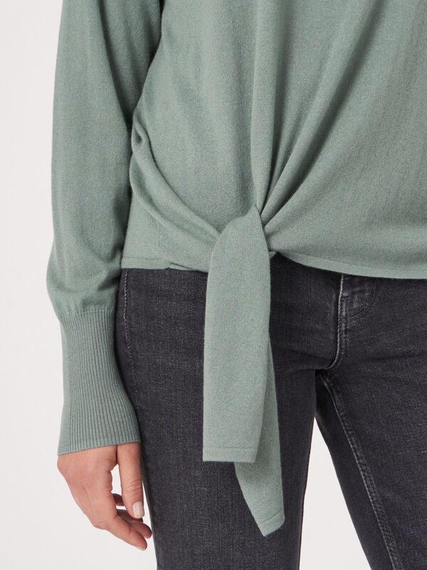 Cashmere blend sweater with tie hem image number 3