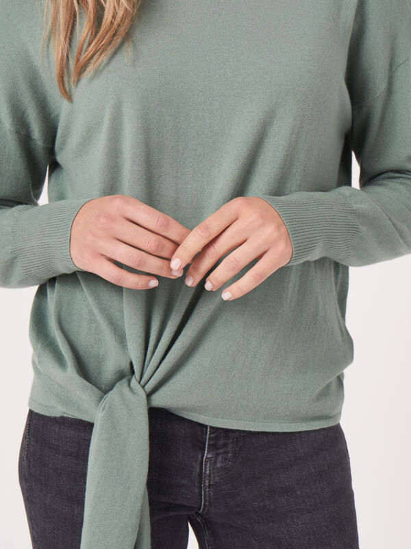 Cashmere blend sweater with tie hem image number 4