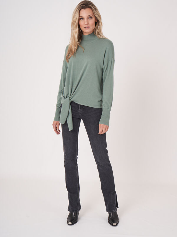 Cashmere blend sweater with tie hem image number 6