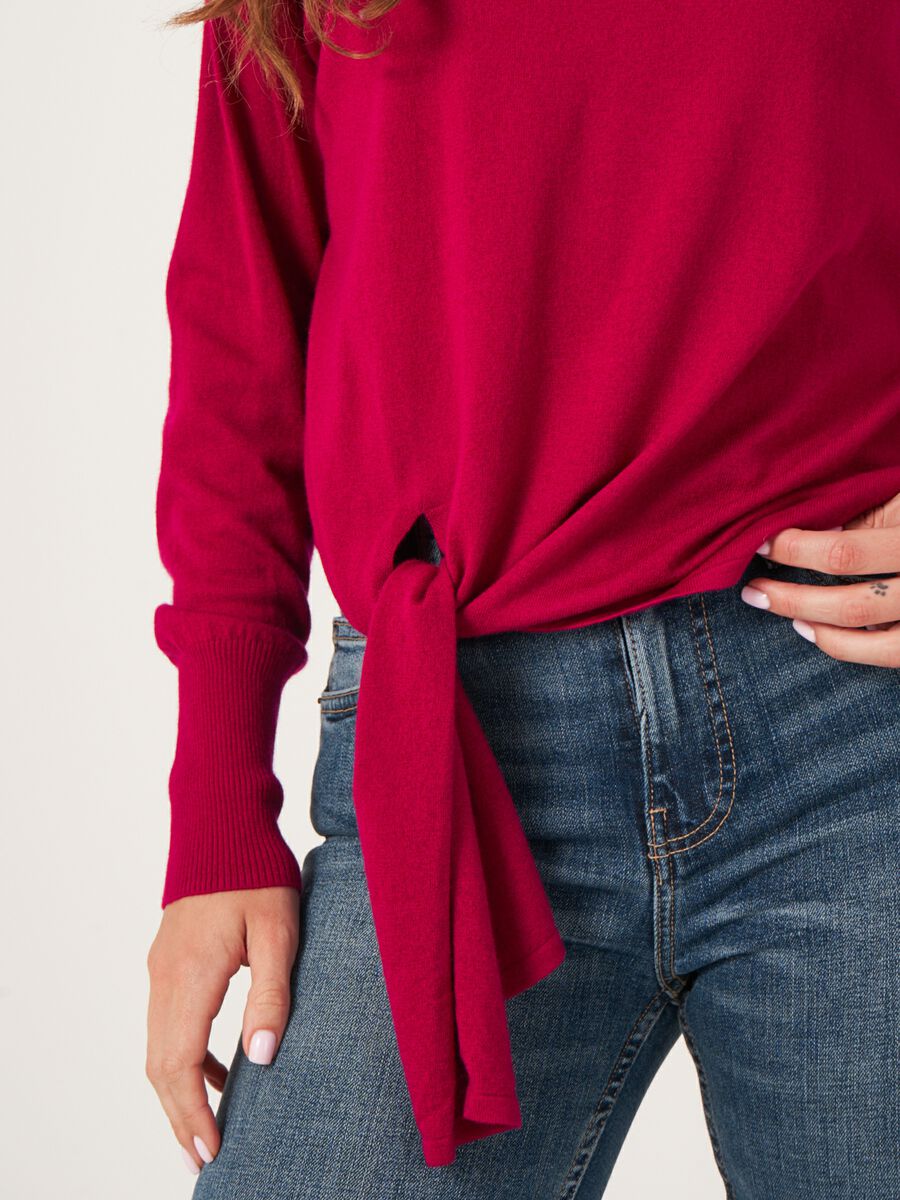 Cashmere blend sweater with tie hem image number 2