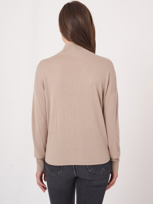Trui met gestrikte zoom van cashmere melange
