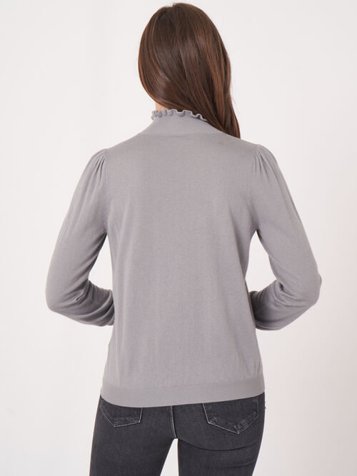 Trui met opstaande ruches kraag van cashmere melange