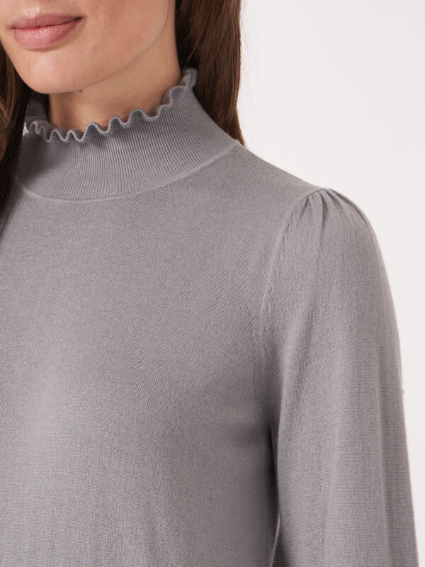 Cashmere blend sweater with ruffle stand-up collar image number 2