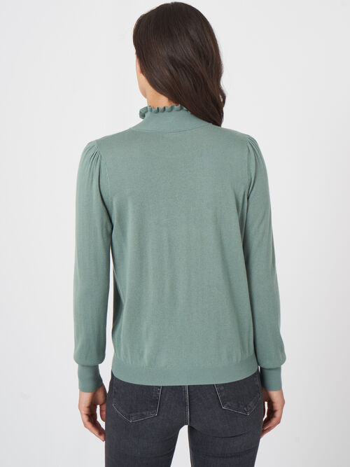 Trui met opstaande ruches kraag van cashmere melange