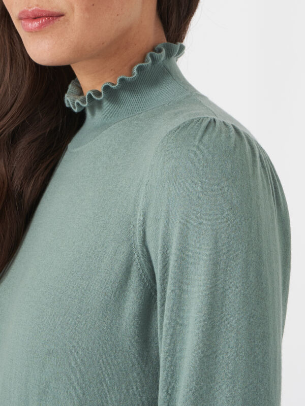 Trui met opstaande ruches kraag van cashmere melange image number 2