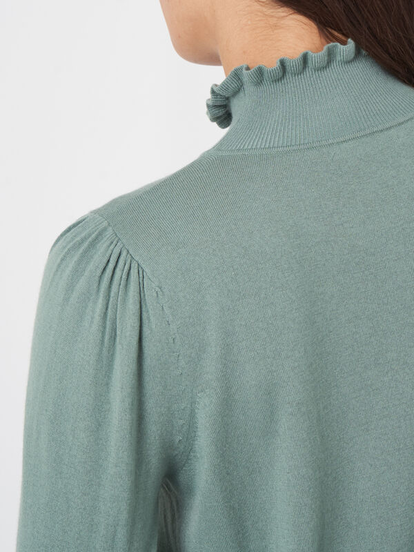 Trui met opstaande ruches kraag van cashmere melange image number 4