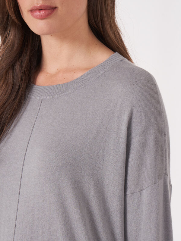 Oversized trui met deelnaad van cashmere melange image number 2