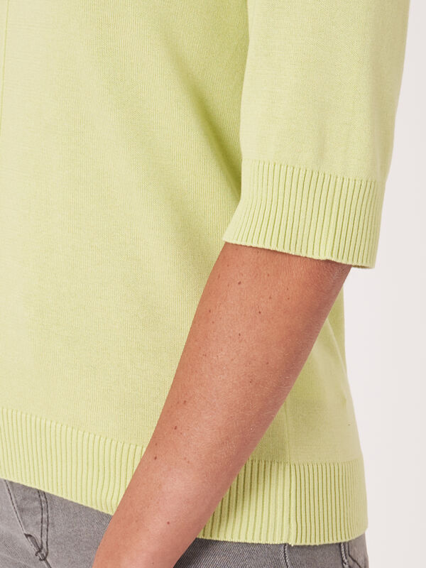 Trui van katoenmix met korte mouwen image number 4