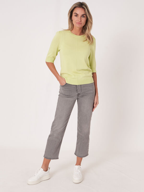 Trui van katoenmix met korte mouwen image number 5