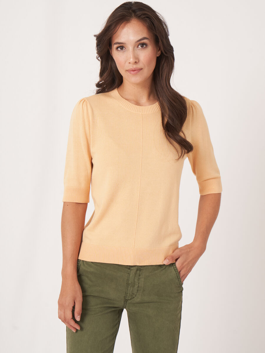 Short sleeve cotton blend sweater image number 1