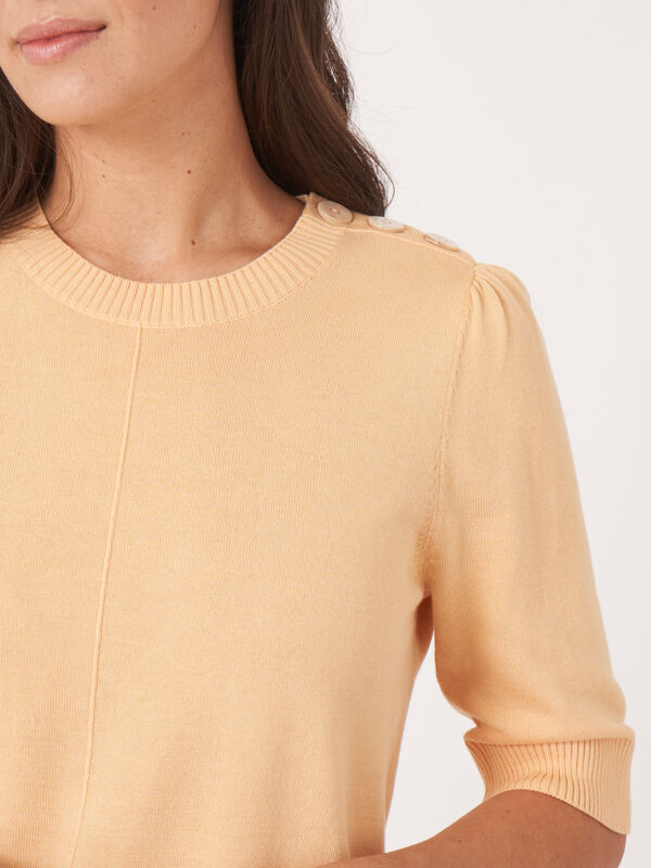 Short sleeve cotton blend sweater image number 3