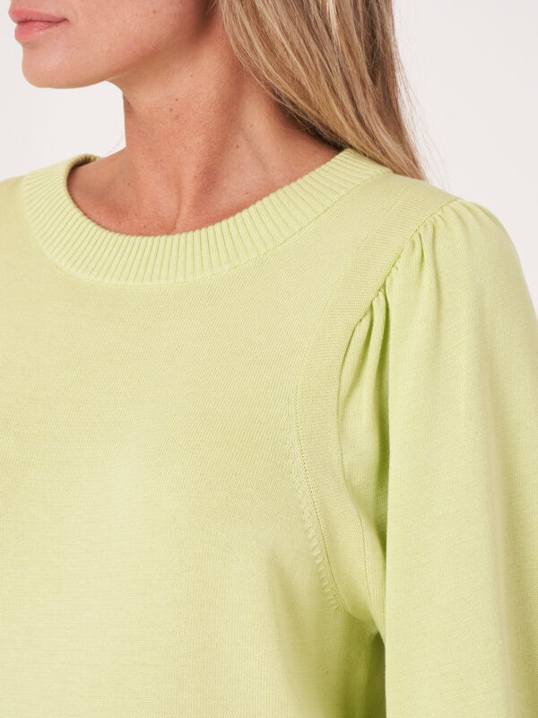 Pull à manches bouffantes en coton mélangé image number 4