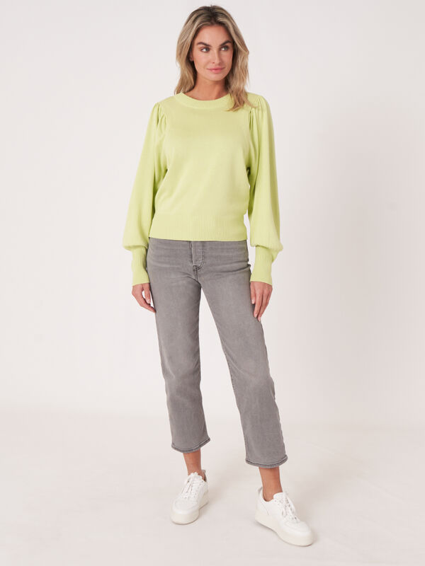 Pull à manches bouffantes en coton mélangé image number 6