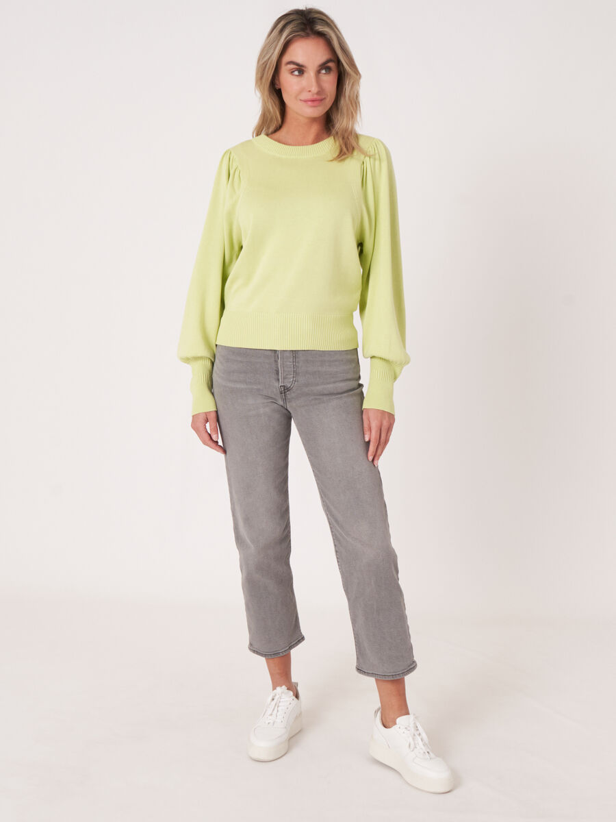 Pull à manches bouffantes en coton mélangé image number 6