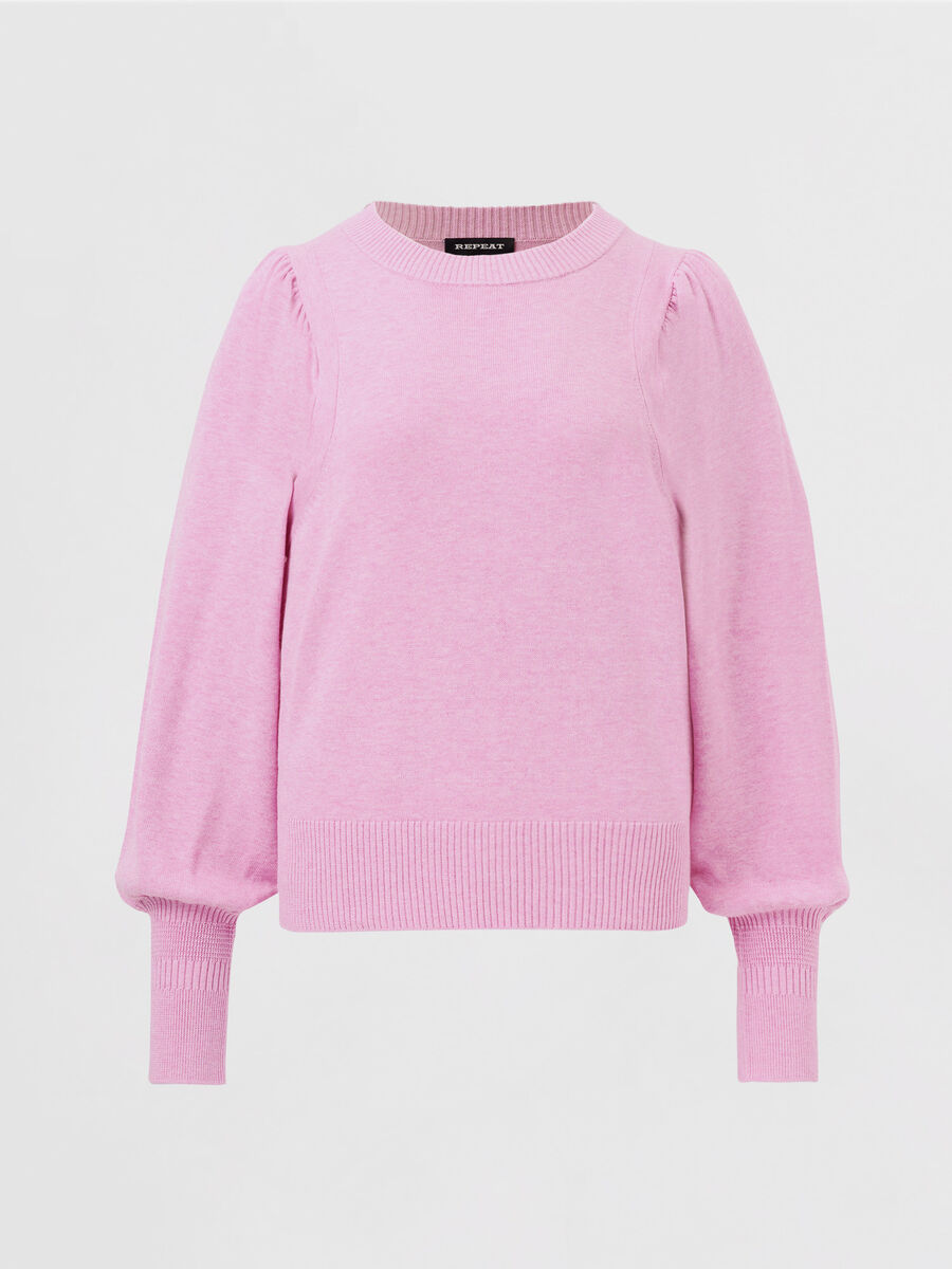 Puff sleeve cotton blend sweater image number 0