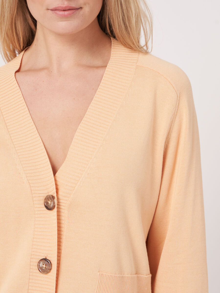 Cotton blend buttoned cardigan with pockets image number 2