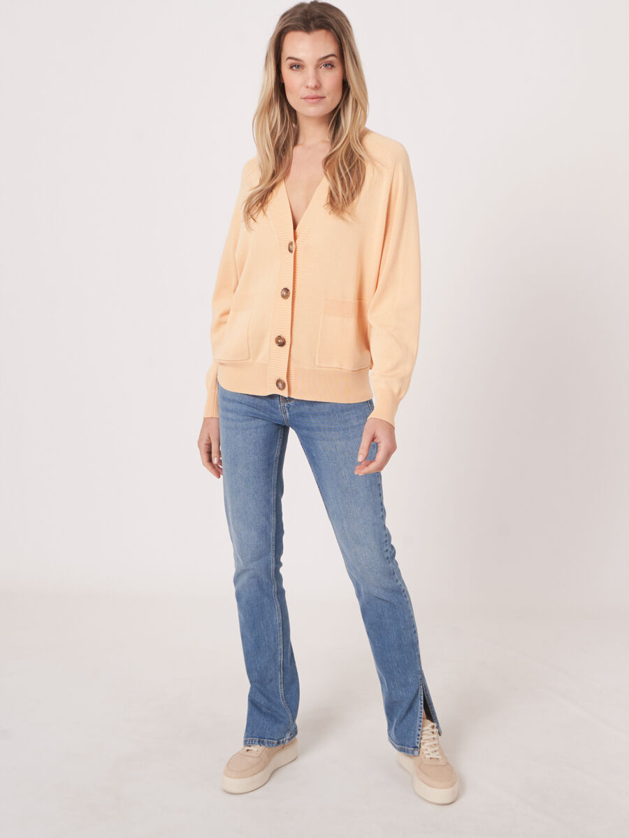 Cotton blend buttoned cardigan with pockets image number 5