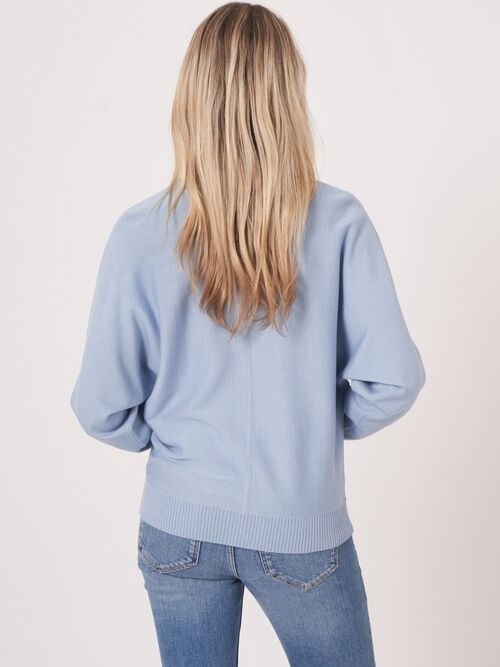 Batwing-Pullover aus Baumwollmischung mit V-Ausschnitt