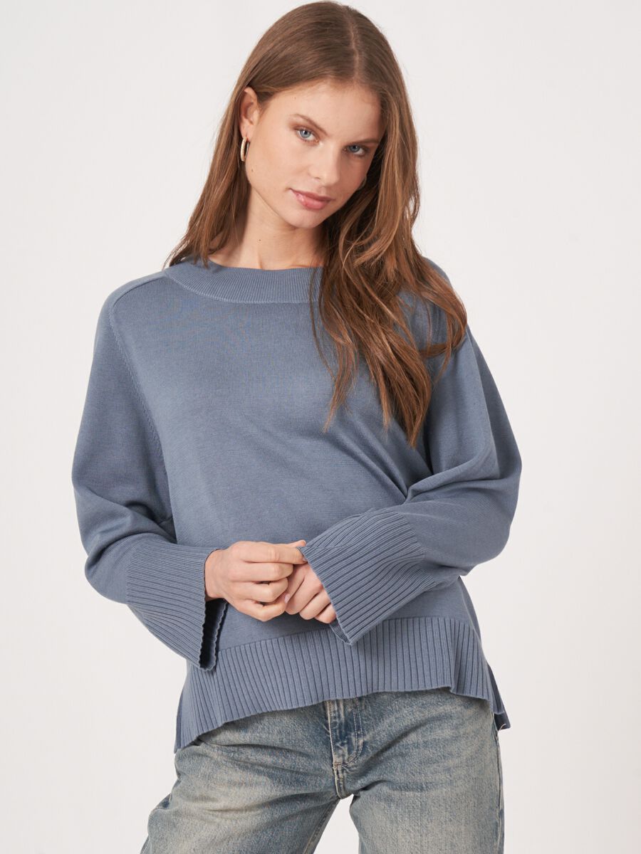 Pull en tricot avec large ourlet côtelé image number 0