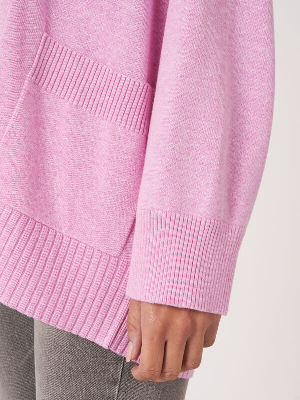 Fijn gebreid vest van katoenmix met sjaalkraag en zakken image number 4