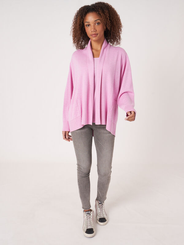 Fijn gebreid vest van katoenmix met sjaalkraag en zakken image number 5