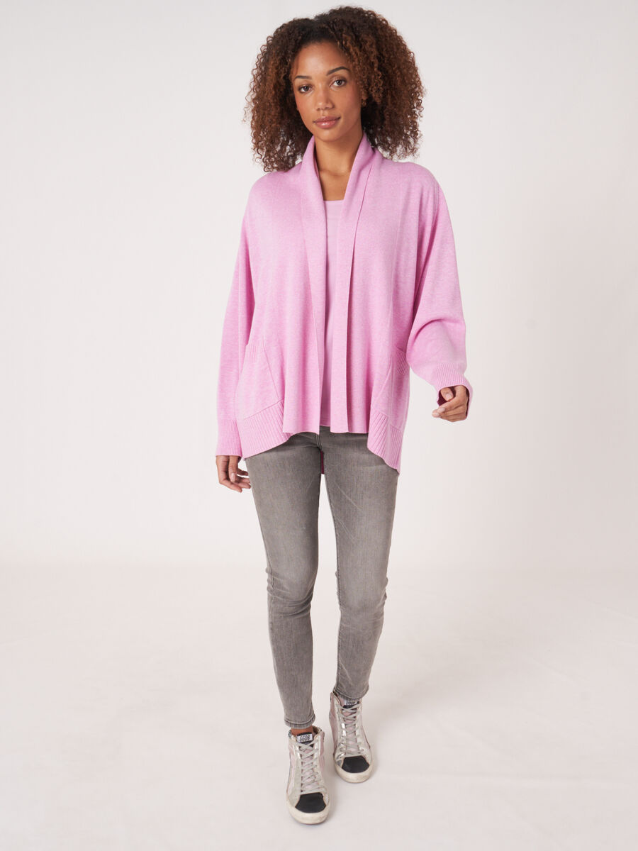 Cardigan à col châle et poches en coton mélangé image number 5