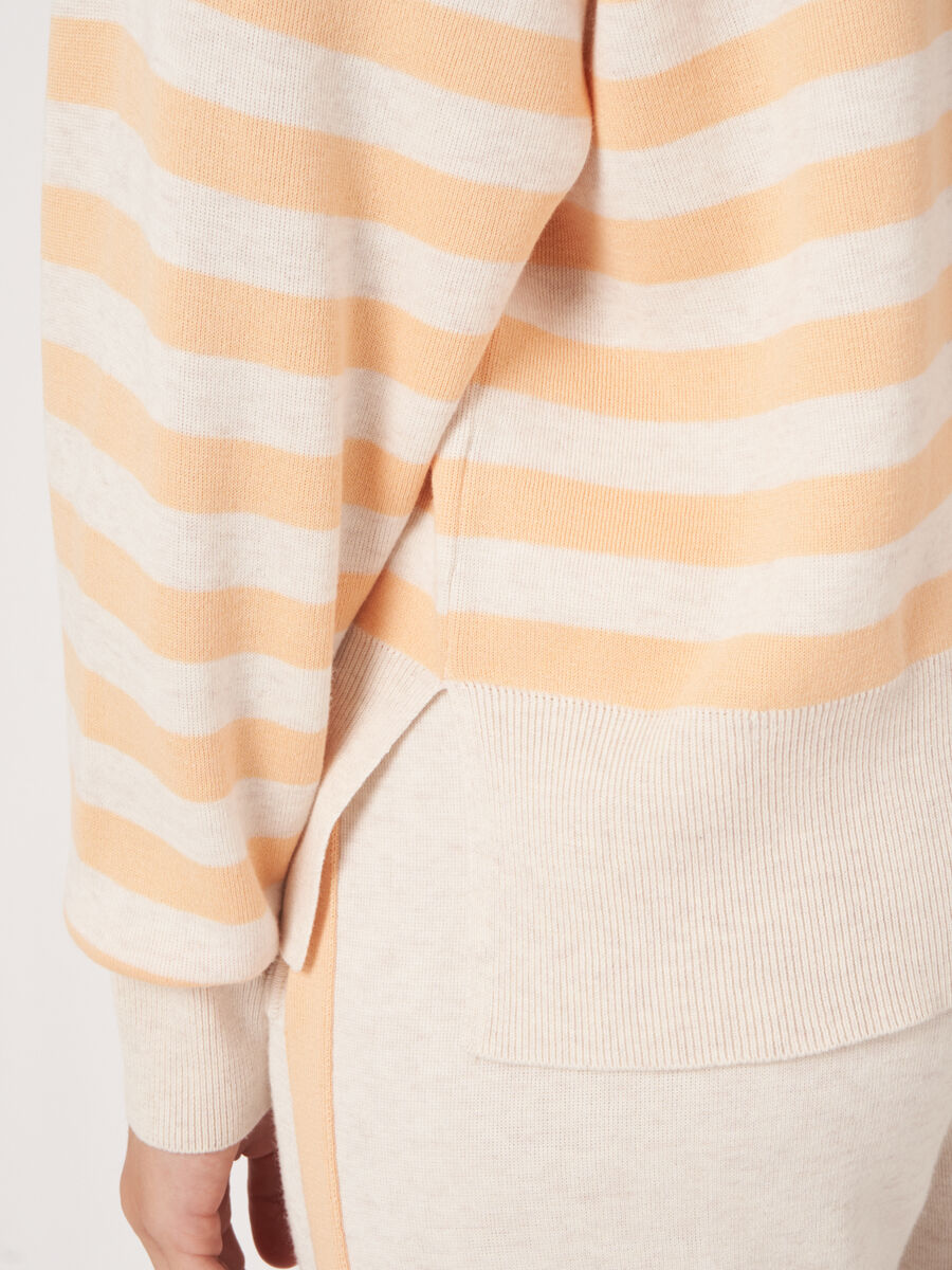 Pull à rayures en coton mélangé en double maille fine image number 3