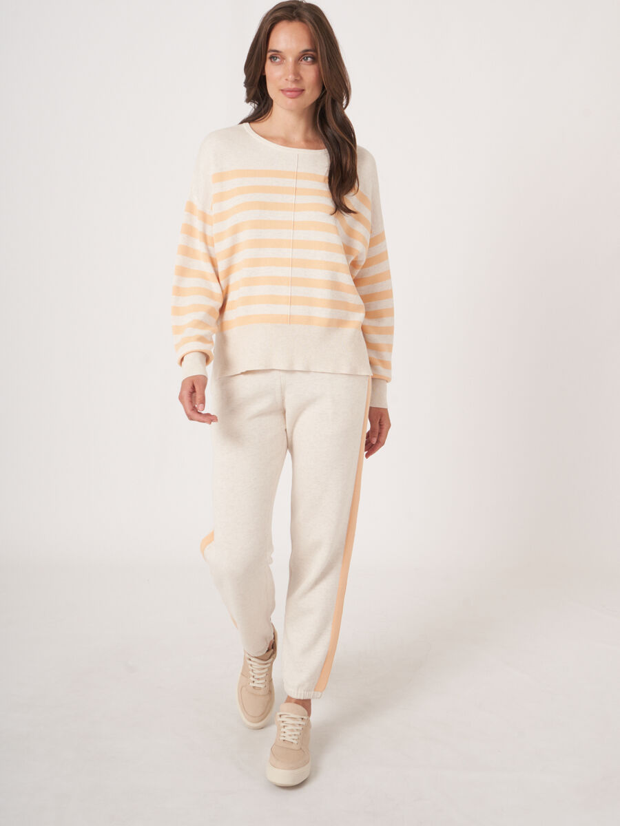 Pull à rayures en coton mélangé en double maille fine image number 6