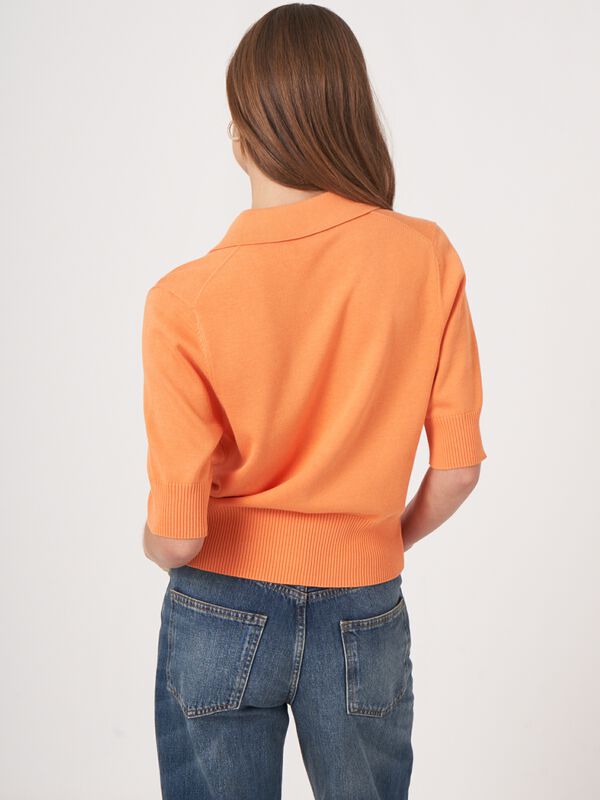 Short sleeve knitted cardigan with polo neck image number 1