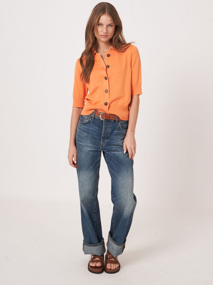 Kurzarm-Strickjacke mit Rollkragen image number 4