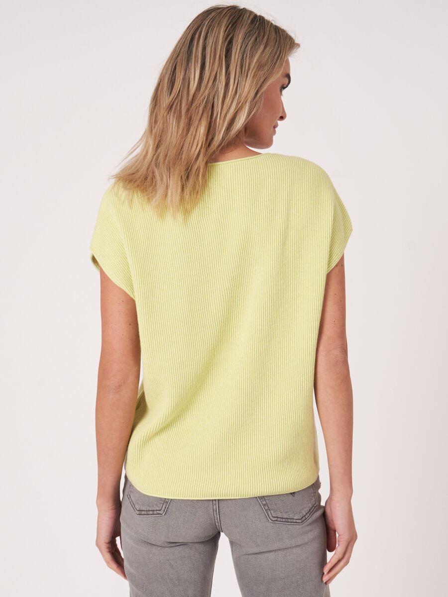 Cashmere cotton blend V-neck knitted top  image number 1