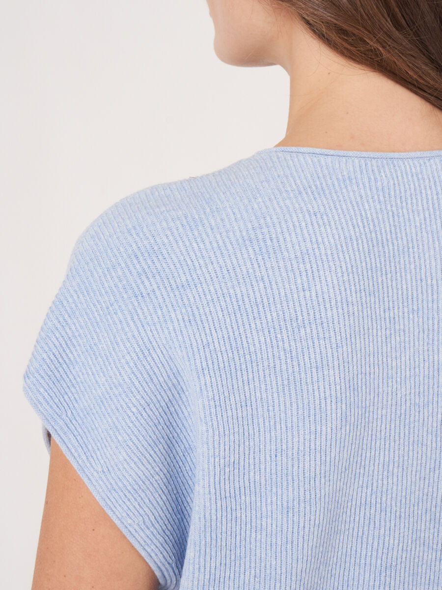 Cashmere cotton blend V-neck knitted top  image number 4