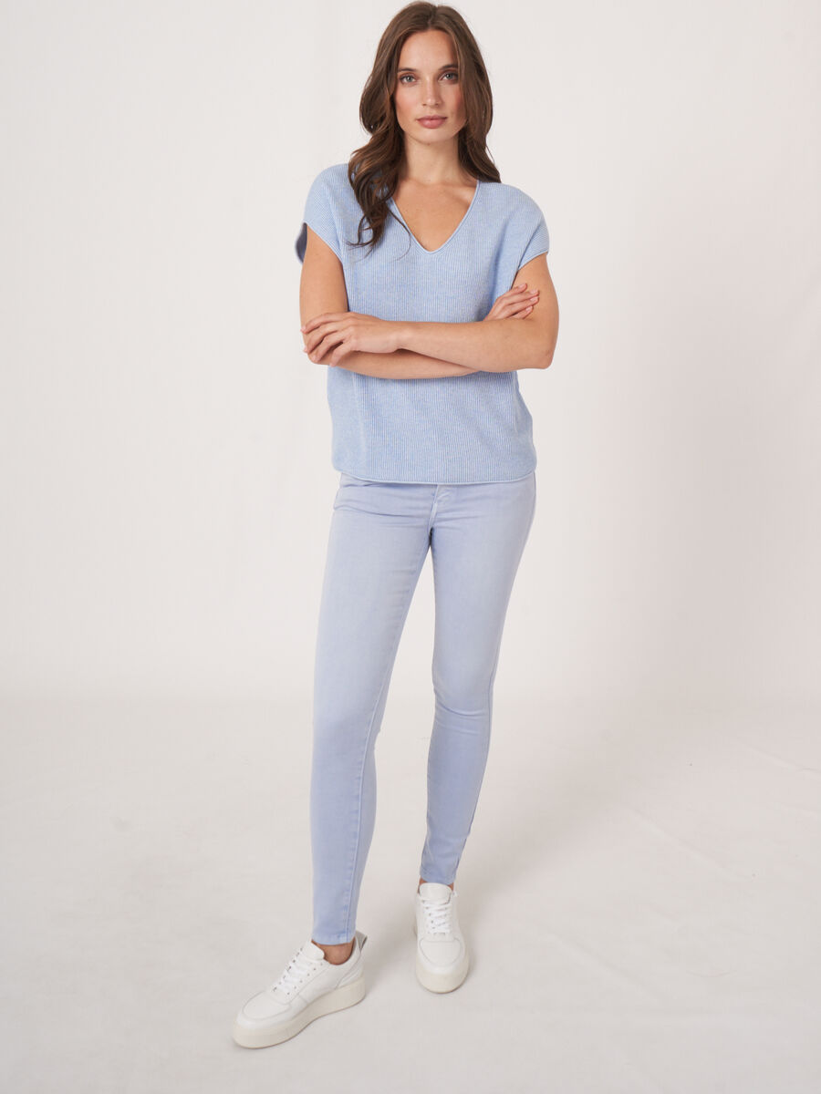 Cashmere cotton blend V-neck knitted top  image number 5